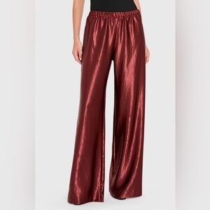 Amanda Uprichard Mariko Satin Wide Leg Pants Pull-On Copper – Medium, New